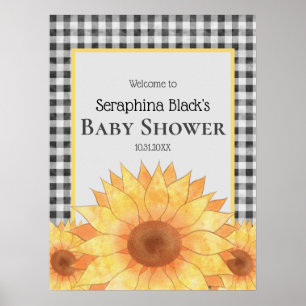 Póster Bienvenidos al Baby Shower Floral Gingham Summer P