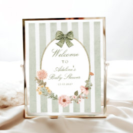 Póster Bienvenidos al Baby Shower Floral Vintage Boho Sag