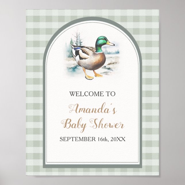 Póster Bienvenidos al Baby Shower Sweet Little Duckling G (Frente)