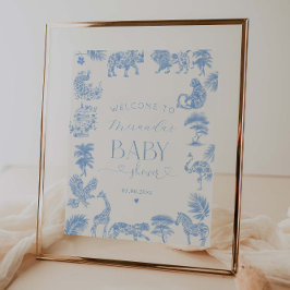 Póster Bienvenidos al Baby Shower Toile De Jouy Safari