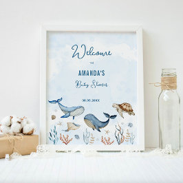 Póster Bienvenidos al Baby Shower Under the Sea Blue
