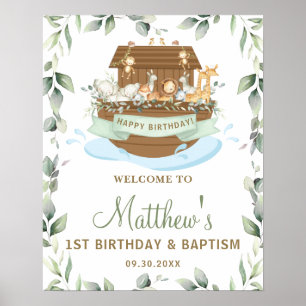 Póster Bienvenidos al bautismo de cumpleaños de Noah en l
