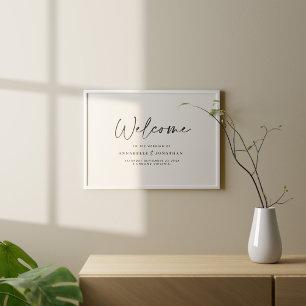 Póster Bienvenidos al boda boda de tipografía moderna