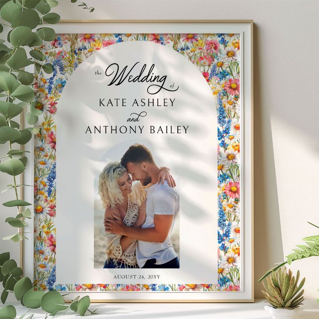 Póster Bienvenidos al Boda floral floral floral silvestre (Wedding Photo Welcome Poster from the Country Wildflower Wedding Collection by Darling & May)