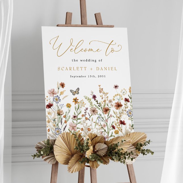 Póster Bienvenidos al Boda rústico de flores silvestres e (Subido por el creador)