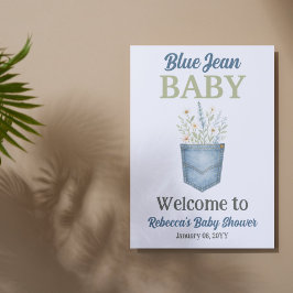 Póster Bienvenidos al Boho Floral Denim Blue Jean Baby Sh