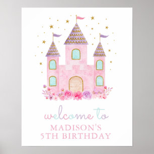 Póster Bienvenidos al Castillo Princesa de Oro Rosa Moder