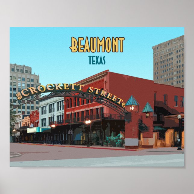 Póster Bienvenidos al centro de la ciudad de Beaumont Tex (Frente)