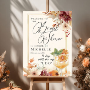 Póster Bienvenidos al Cocktail and Fall Flowers Bridal Sh