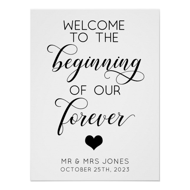 Póster Bienvenidos Al Comienzo De Nuestro Fuerte Boda (Anverso)