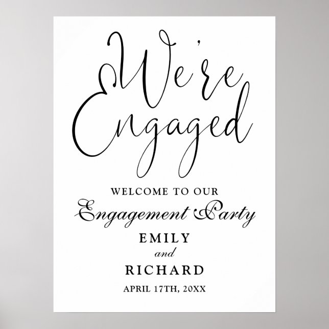 Póster Bienvenidos al compromiso Fiesta de compromiso Let (Frente)