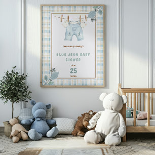 Póster Bienvenidos al Country Gingham Blue Jean Baby Show
