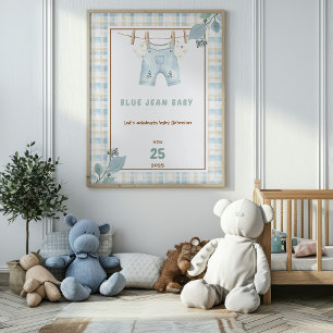 Póster Bienvenidos al Country Gingham Blue Jean Baby Show