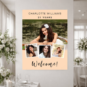 Póster Bienvenidos al cumpleaños con collage de fotos de 