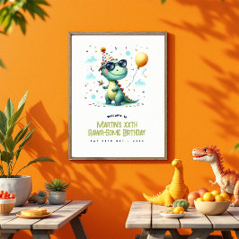 Póster Bienvenidos al cumpleaños de algunos dinosaurios e