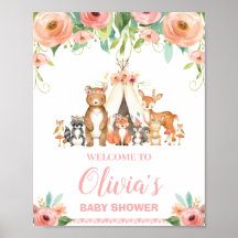 Bienvenidos al cumpleaños de Floral Woodland Baby 