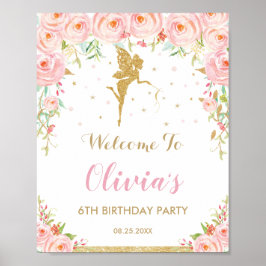 Póster Bienvenidos al cumpleaños de la moda Rubor Pink Fl