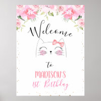 Bienvenidos al cumpleaños de Pink Floral Kitten Fa