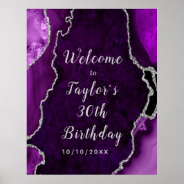 Póster Bienvenidos al cumpleaños de Purple and Silver Aga