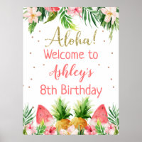 Bienvenidos al cumpleaños de purpurina Aloha Flora