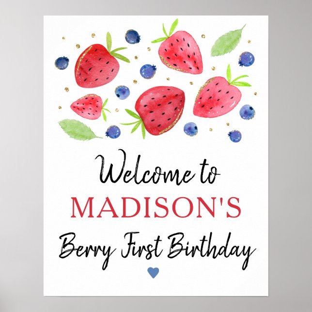 Póster Bienvenidos al cumpleaños de Strawberry Blueberry  (Frente)