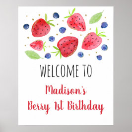 Póster Bienvenidos al cumpleaños de Strawberry Blueberry