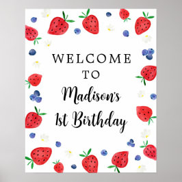 Póster Bienvenidos al cumpleaños de Strawberry Blueberry
