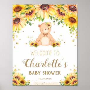 Póster Bienvenidos al cumpleaños de Sunflower Teddy Bear