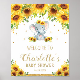 Póster Bienvenidos al cumpleaños del Elefante de Sunflowe