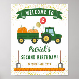Póster Bienvenidos al cumpleaños del Tractor de Calabaza