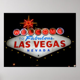 Póster Bienvenidos al fabuloso Poster neón de Las Vegas