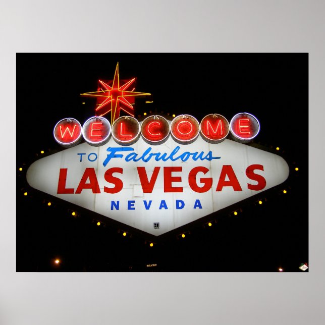 Póster Bienvenidos al fabuloso Poster neón de Las Vegas (Frente)