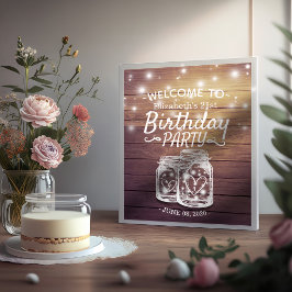Póster Bienvenidos al feliz cumpleaños Fiesta Wood Mason 