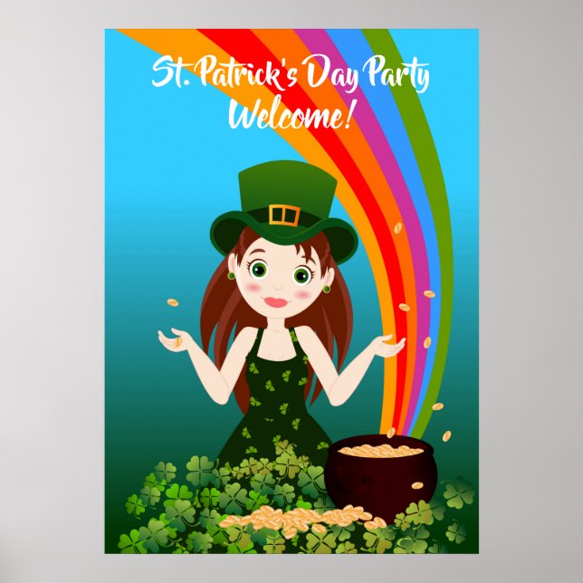 Póster Bienvenidos al Fiesta de Niños de St. Patrick (Frente)