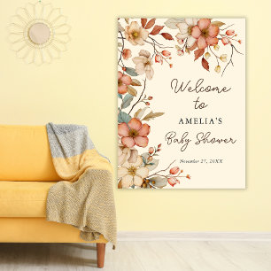 Póster Bienvenidos al Floral Boho Wildflower Ivory Baby S