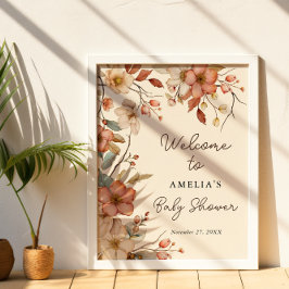 Póster Bienvenidos al Floral Boho Wildflower Ivory Baby S
