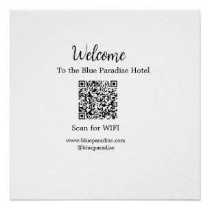 Póster Bienvenidos al hotel restaurante villa scan QR WIF