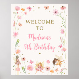 Póster Bienvenidos al Magnifico Jardín de Hadas Floral cu