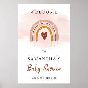 Póster Bienvenidos al moderno Boho Dusty Pink Rainbow