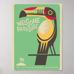 Póster Bienvenidos al paraíso vintage