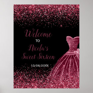 Póster Bienvenidos al Plum Purple Dress Faux Purpurina Sw