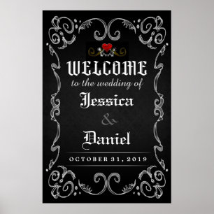 Póster Bienvenidos al Poster coincidente Boda Halloween 2