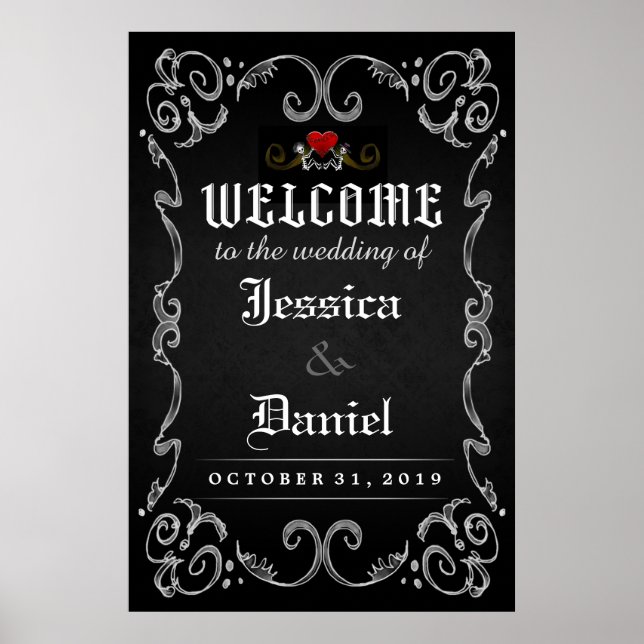 Póster Bienvenidos al Poster coincidente Boda Halloween 2 (Frente)