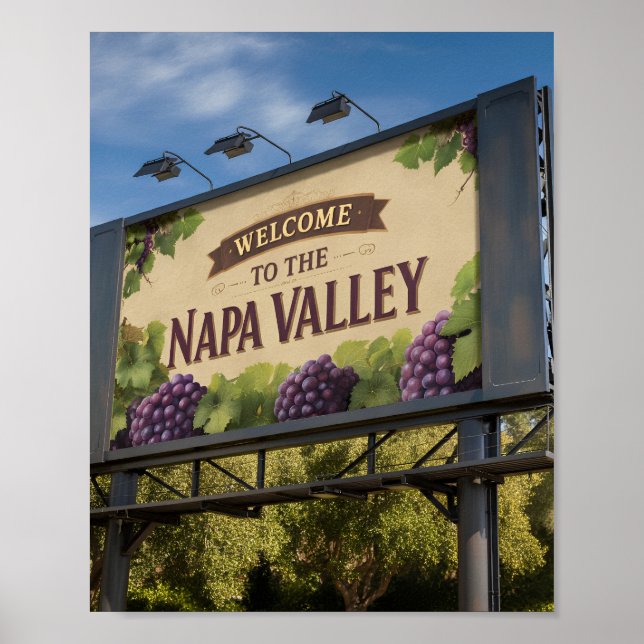 Póster Bienvenidos al Poster del Rótulo Billboard en Napa (Frente)