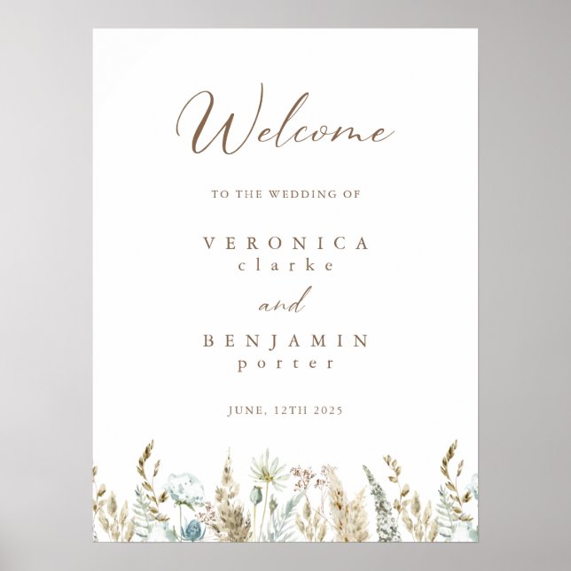 Póster Bienvenidos al presupuesto de Boho Rustic Boda (Frente)