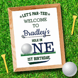 Póster Bienvenidos al Primer Cumpleaños del Golf PAR-TEE