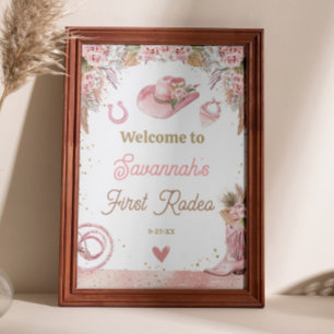 Póster Bienvenidos al Primer Rodeo del Boho Rosado Primer