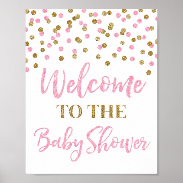 Póster Bienvenidos al Rótulo Baby Shower de Confetti de O (Frente)