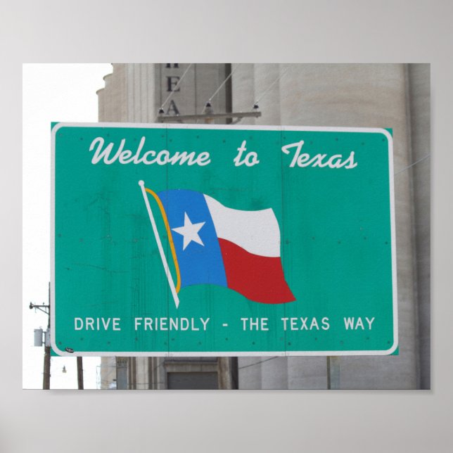 Póster Bienvenidos al Rótulo de la autopista de Texas (Frente)