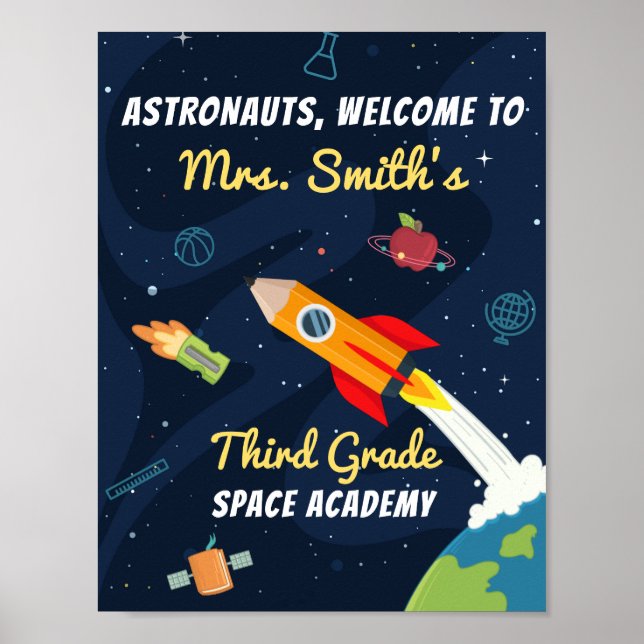 Póster Bienvenidos al Rótulo de la Escuela Espacial de Au (Frente)